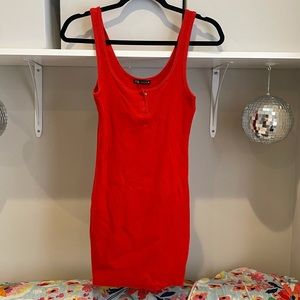 Zara Red Ribbed Bodycon Dress